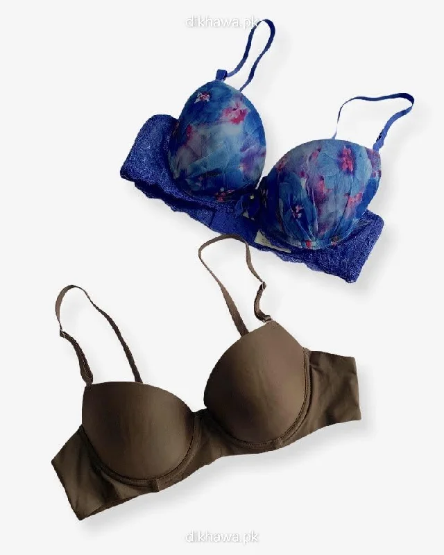 Women's floral - patterned brasImported Stocklot Branded  Net Pushup Bra - Underwired Bra  - Padded Bra - Pack of 2