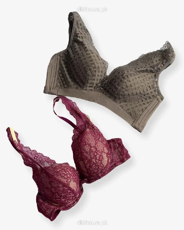 Women's bras with moisture - wicking propertiesImported Stocklot Branded  Net Pushup Bra - Underwired Bra  - Padded Bra - Pack of 2