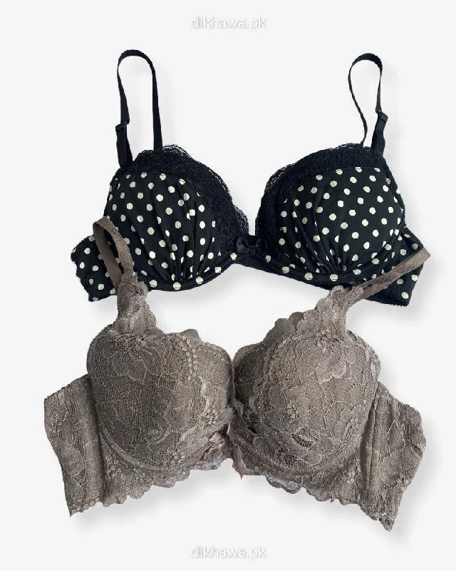 Women's padded bras for a more rounded shapeImported Stocklot Branded  Net Pushup Bra - Underwired Bra  -Padded Bra - Pack of 2