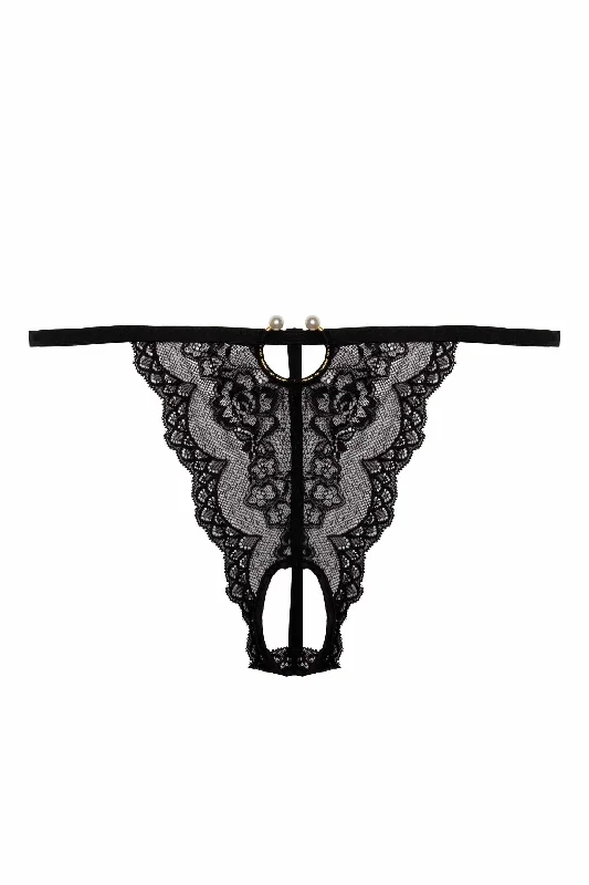 Women's bras featuring a microfiber materialJack Black Lace Crotchless Thong