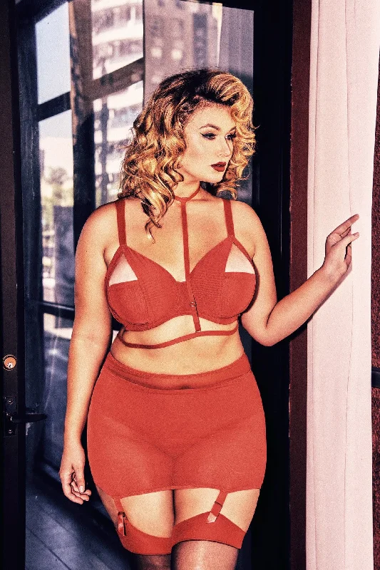 Women's bras crafted from stretchy spandexJuliet Red Harness Curve Bra