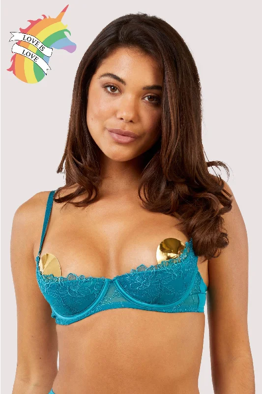 Women's Calvin Klein bras for different cup sizesMarsha Teal Embroidery And Rings Quarter Cup Bra