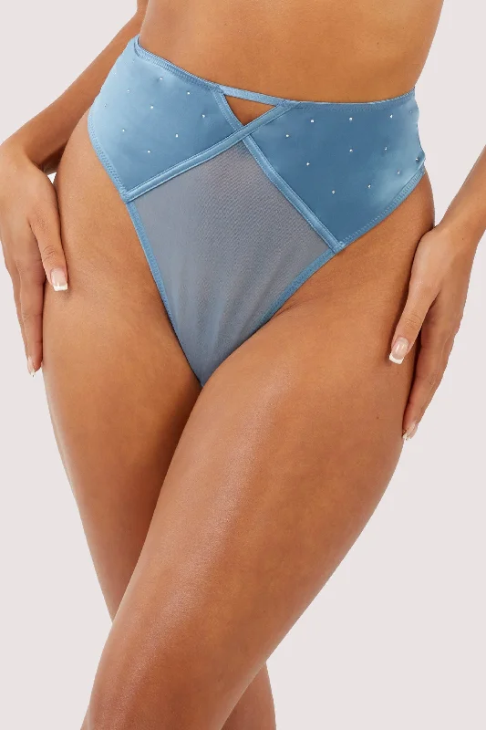 Women's bras with a cotton - polyester blendOlympia Storm Grey Diamante Detail High Waist Thong