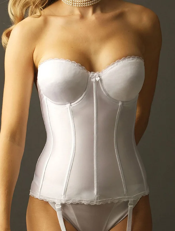 Women's bras with a seamless constructionVa Bien Full Figure Longline Bustier Bra, White