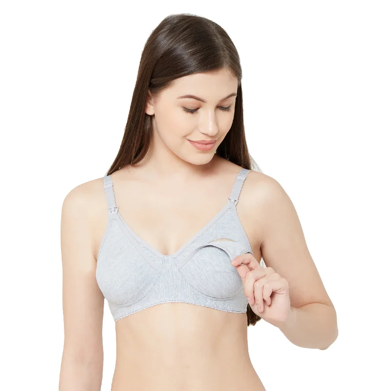 Sleep bras for a gentle and supportive fit during rest​ Mold Feed - Cotton Plain Mold Nursing T-Shirt Bra Grey