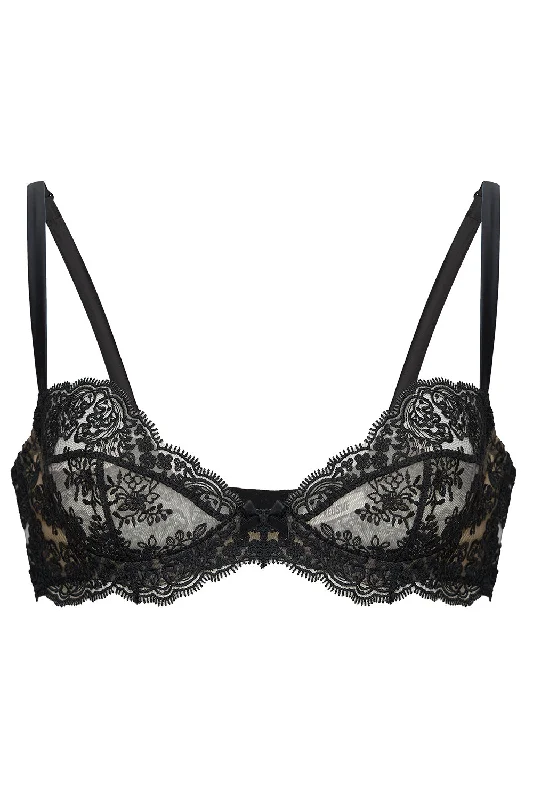 Bra with a lace - lined cup for a feminine and elegant look​ Flore Black bra
