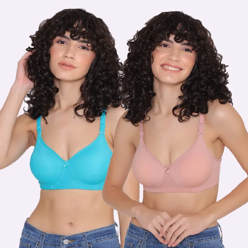 Minimizer bras to reduce the appearance of breast size Women's Padded and Non Wired Full Coverage T-Shirt Bra (Pack of 2)-LILY Minimizer bras to reduce the appearance of breast size Women's Padded and Non Wired Full Coverage T-Shirt Bra (Pack of 2)-LILY