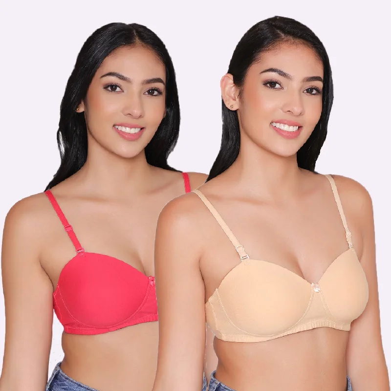 Bra with a wire - free construction for a softer feel Women Lightly Padded Non Wired Tshirt Bra (Pack of 2)-ROMI Bra with a wire - free construction for a softer feel Women Lightly Padded Non Wired Tshirt Bra (Pack of 2)-ROMI