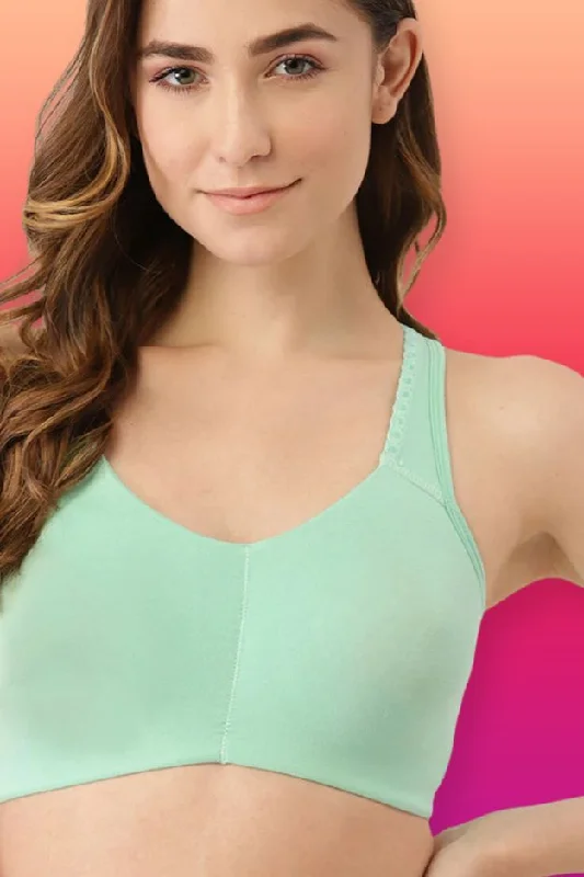 Bra with a quarter - cup design for a very revealing style​ Organic Cotton Antimicrobial Low Impact Lounge bra with removable pads-ISB111-Ocean Green-