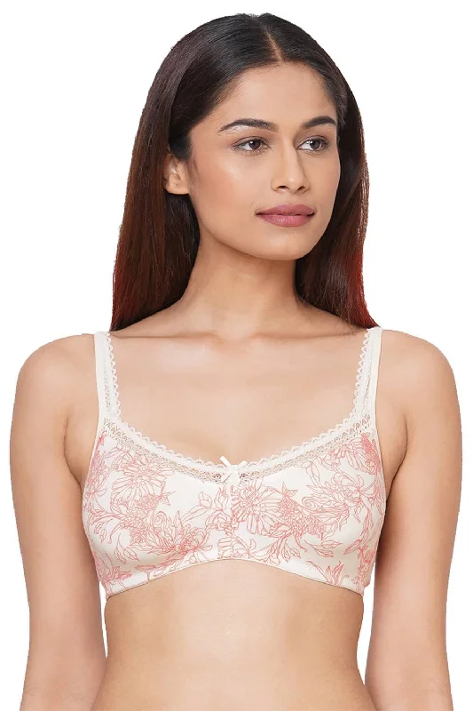 Bra with a non - padded cup for a natural feel Organic Cotton Antimicrobial Soft Laced Bra-ISB017-Carrot Print- Bra with a non - padded cup for a natural feel Organic Cotton Antimicrobial Soft Laced Bra-ISB017-Carrot Print-