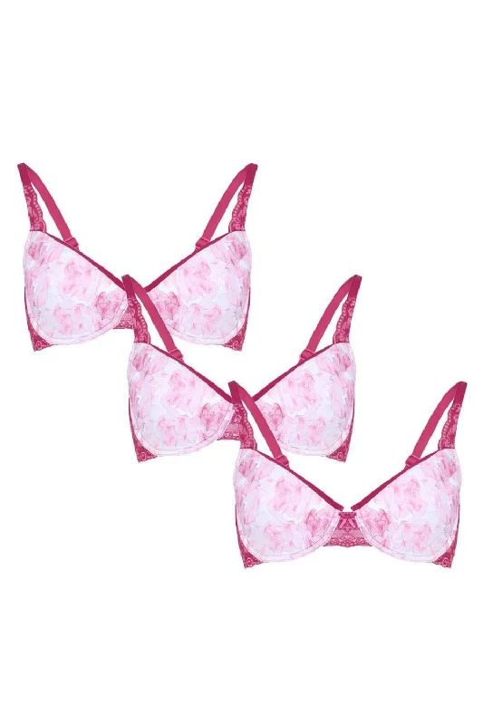 Bra with a plus - size seamless design for a smooth look Organic Cotton Antimicrobial Underwired Lightly Padded Lace Bra(Pack of 3)-ISB018B_18B_18B- Bra with a plus - size seamless design for a smooth look Organic Cotton Antimicrobial Underwired Lightly Padded Lace Bra(Pack of 3)-ISB018B_18B_18B-