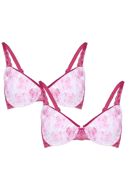 Bra with a padded cup for added comfort and shape Organic Cotton Antimicrobial Underwired Lightly Padded Lace Bra(Pack of 2)-ISB018B_18B- Bra with a padded cup for added comfort and shape Organic Cotton Antimicrobial Underwired Lightly Padded Lace Bra(Pack of 2)-ISB018B_18B-
