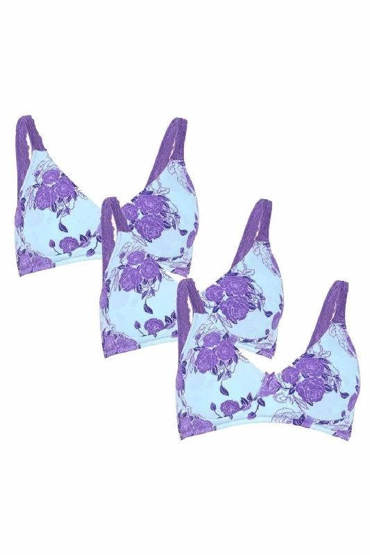 Padded bras to increase cup size and enhance shape Organic Cotton Antimicrobial Lace Back Lightly Padded Non-wired Bra(Pack of 3)-ISB041_41_41- Padded bras to increase cup size and enhance shape Organic Cotton Antimicrobial Lace Back Lightly Padded Non-wired Bra(Pack of 3)-ISB041_41_41-