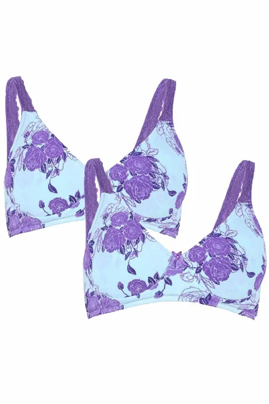 Push - up bras to add cleavage and lift Organic Cotton Antimicrobial Lace Back Lightly Padded Non-wired Bra(Pack of 2)-ISB041_41- Push - up bras to add cleavage and lift Organic Cotton Antimicrobial Lace Back Lightly Padded Non-wired Bra(Pack of 2)-ISB041_41-