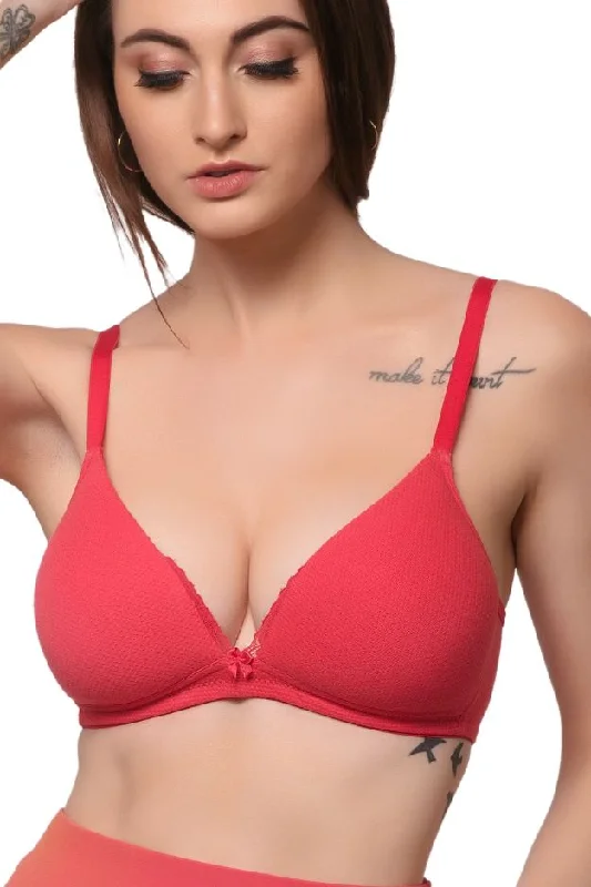Bra with a pattern - print for a more unique appearance Organic Cotton Antimicrobial Lace touch T-shirt Bra-ISB042-Bright Pink- Bra with a pattern - print for a more unique appearance Organic Cotton Antimicrobial Lace touch T-shirt Bra-ISB042-Bright Pink-