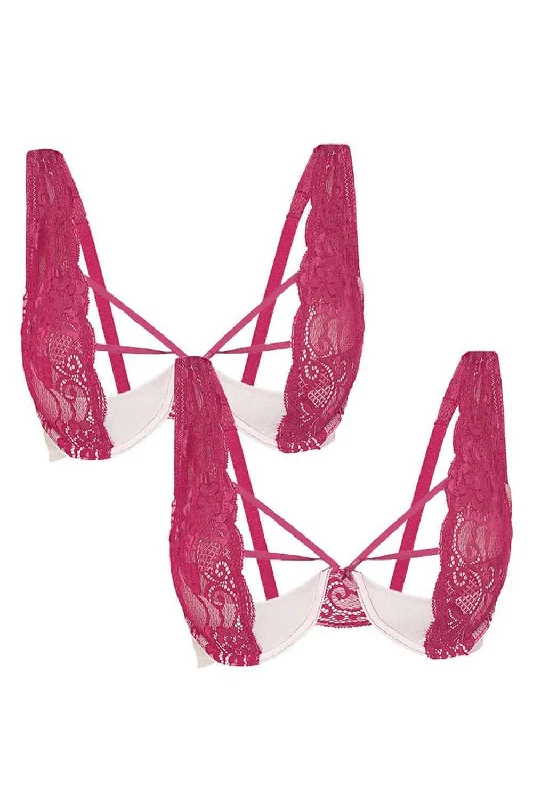 Bra with an anti - itch lining for added comfort Organic Cotton Antimicrobial Front laced Lightly Padded Wired Bra(Pack of 2)-ISB050_50- Bra with an anti - itch lining for added comfort Organic Cotton Antimicrobial Front laced Lightly Padded Wired Bra(Pack of 2)-ISB050_50-