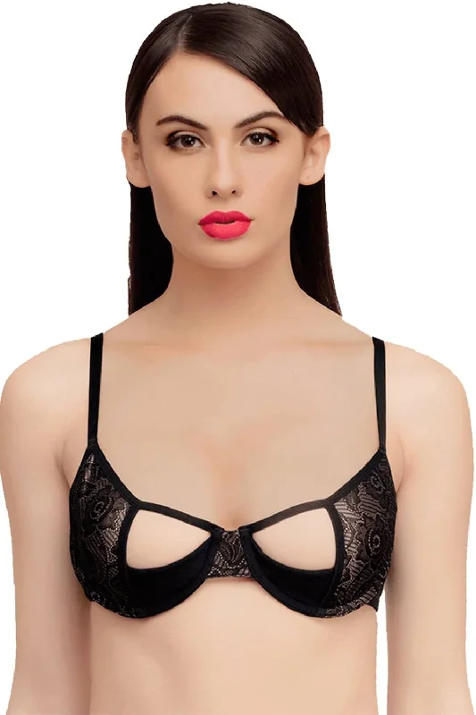 Bra with a wireless memory foam cup for ultimate comfort Organic Cotton Premium Padded Underwired Lace Cage Bra-ISB051- Bra with a wireless memory foam cup for ultimate comfort Organic Cotton Premium Padded Underwired Lace Cage Bra-ISB051-