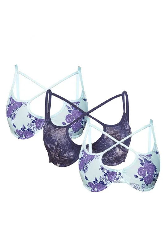 Seamless bras for a smooth and invisible look under clothes Organic Cotton Antimicrobial Lightly Padded Underwired Cage Bra(Pack of 3)-ISB052_52_53- Seamless bras for a smooth and invisible look under clothes Organic Cotton Antimicrobial Lightly Padded Underwired Cage Bra(Pack of 3)-ISB052_52_53-