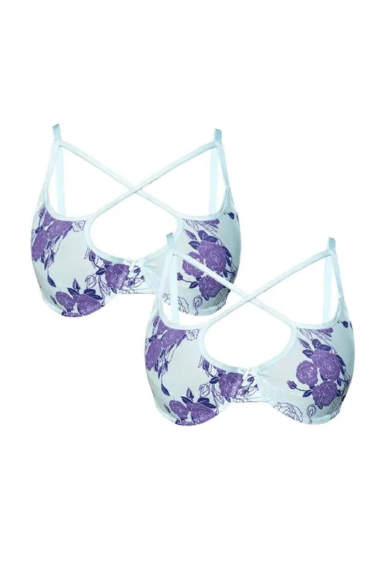 Long - line bras for added support and a slimming effect Organic Cotton Antimicrobial Lightly Padded Underwired Cage Bra(Pack of 2)-ISB052_52- Long - line bras for added support and a slimming effect Organic Cotton Antimicrobial Lightly Padded Underwired Cage Bra(Pack of 2)-ISB052_52-