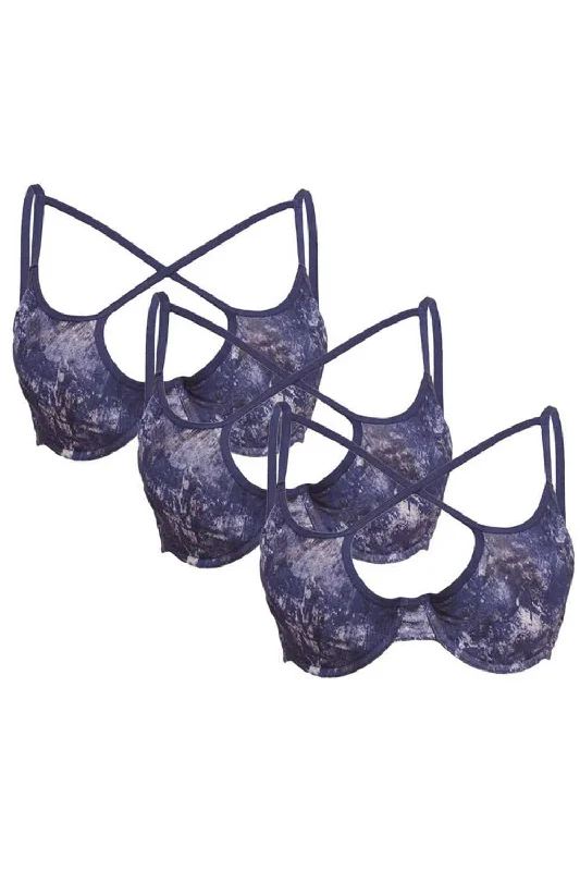 Bra with a plunge neckline for low - cut tops Organic Cotton Antimicrobial Lightly Padded Underwired Cage Bra(Pack of 3)-ISB053_53_53- Bra with a plunge neckline for low - cut tops Organic Cotton Antimicrobial Lightly Padded Underwired Cage Bra(Pack of 3)-ISB053_53_53-