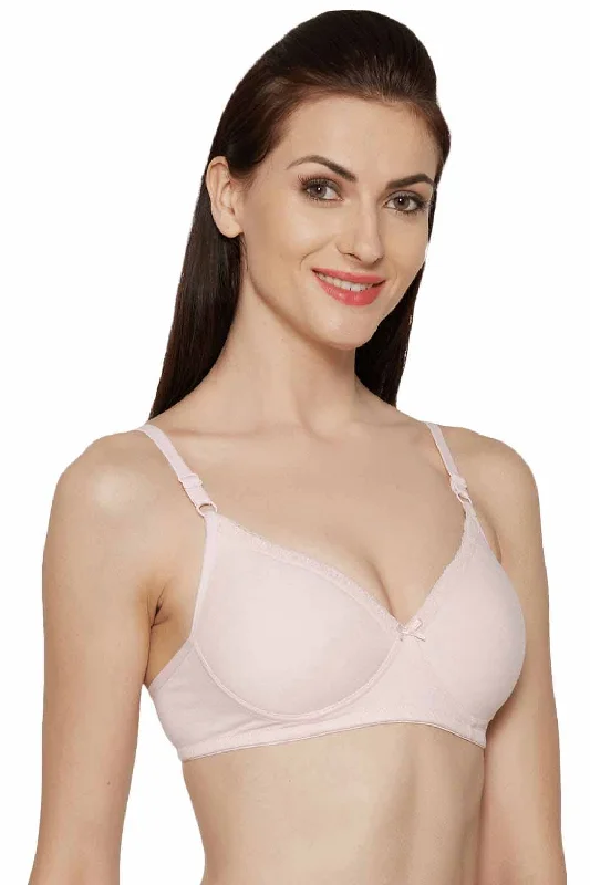 Back - closure bras with traditional hook - and - eye fastenings Organic Cotton Antimicrobial Padded Non-wired Lace touch T-shirt Bra-ISB067- Back - closure bras with traditional hook - and - eye fastenings Organic Cotton Antimicrobial Padded Non-wired Lace touch T-shirt Bra-ISB067-