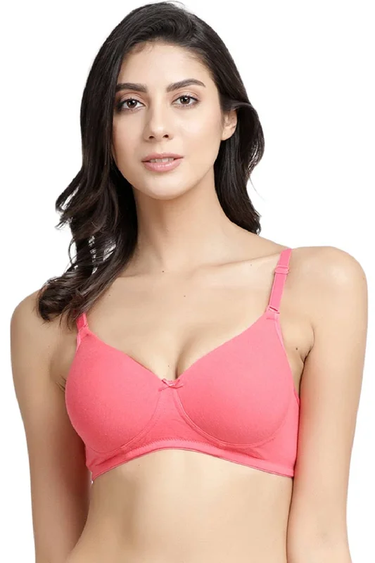 Bra with moisture - wicking lining for sweaty situations Organic Cotton Antimicrobial Wire-Free Padded Bra-ISB068-Bright Pink- Bra with moisture - wicking lining for sweaty situations Organic Cotton Antimicrobial Wire-Free Padded Bra-ISB068-Bright Pink-