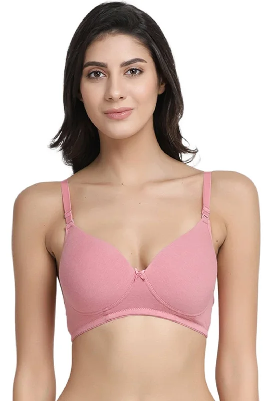 Bra with a lace - lined cup for a feminine and elegant look Organic Cotton Antimicrobial Wire-Free Padded Bra-ISB068-Mauve- Bra with a lace - lined cup for a feminine and elegant look Organic Cotton Antimicrobial Wire-Free Padded Bra-ISB068-Mauve-