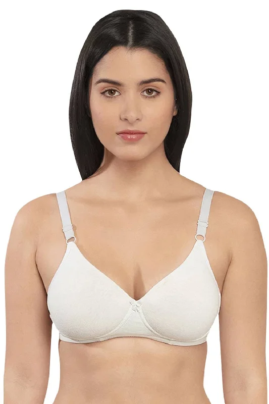Balconette bras with a stylish and flattering design Organic Cotton Antimicrobial Wire-Free Padded Bra-ISB068-Milky White- Balconette bras with a stylish and flattering design Organic Cotton Antimicrobial Wire-Free Padded Bra-ISB068-Milky White-