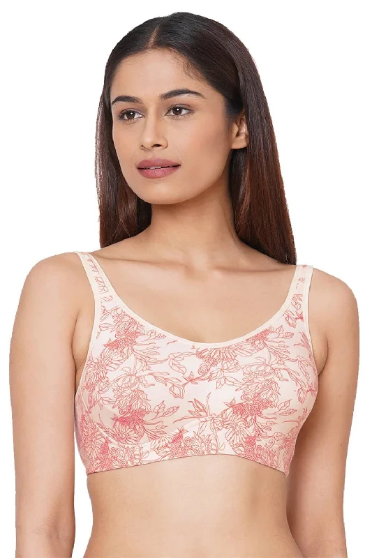 Bra with a polyester - lined cup for durability and moisture - wicking Organic Cotton Antimicrobial Soft Cup Full Coverage Bra-ISB097-Carrot Print- Bra with a polyester - lined cup for durability and moisture - wicking Organic Cotton Antimicrobial Soft Cup Full Coverage Bra-ISB097-Carrot Print-