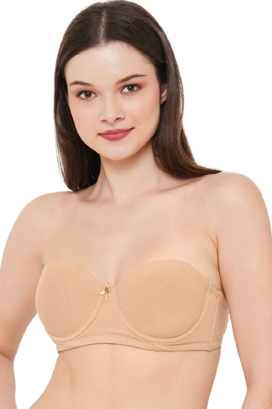 Bra with a wire - free construction for a softer feel Organic Cotton Antimicrobial Padded Strapless Bra-ISB102-Skin- Bra with a wire - free construction for a softer feel Organic Cotton Antimicrobial Padded Strapless Bra-ISB102-Skin-