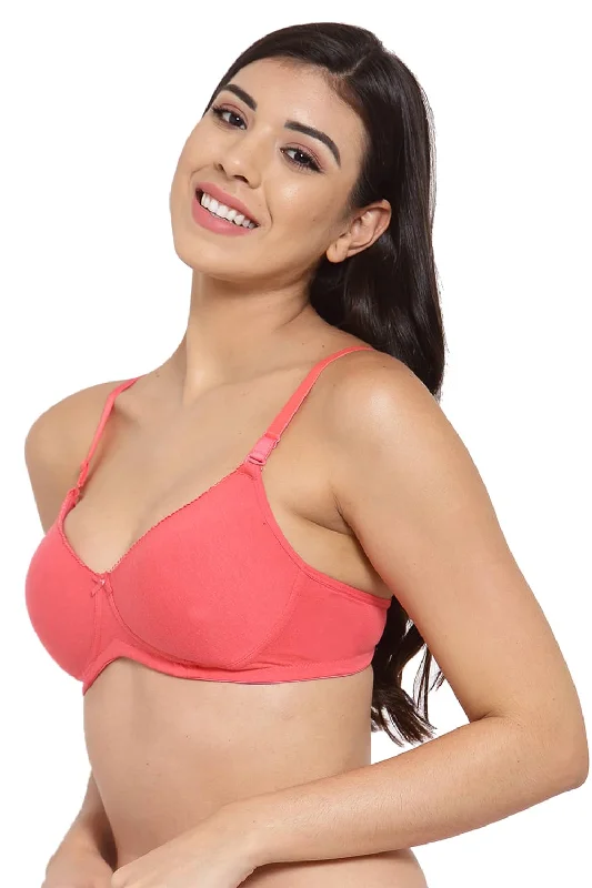 Bra with a plus - size cup for fuller figures Organic Cotton Antimicrobial Padded t-shirt Bra-ISB104-Bright Pink- Bra with a plus - size cup for fuller figures Organic Cotton Antimicrobial Padded t-shirt Bra-ISB104-Bright Pink-