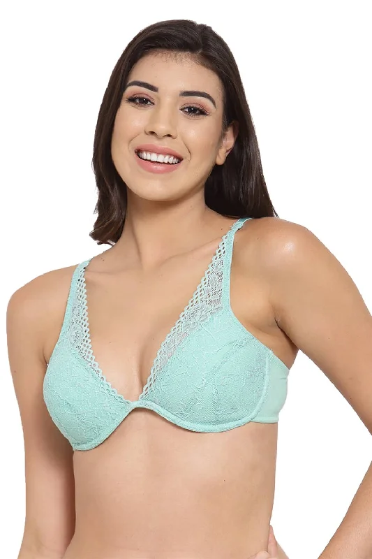 Silk bras for a luxurious and smooth texture Organic Cotton Antimicrobial Laced Cushioned Padded underwired Bra-ISB107-Ocean Green- Silk bras for a luxurious and smooth texture Organic Cotton Antimicrobial Laced Cushioned Padded underwired Bra-ISB107-Ocean Green-