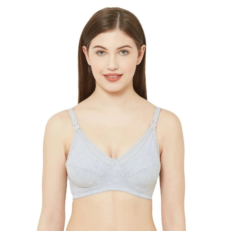 Front - closure bras for easy on and off J 522 - Cut & Sew Solid Cotton Feeding Bra Grey Front - closure bras for easy on and off J 522 - Cut & Sew Solid Cotton Feeding Bra Grey