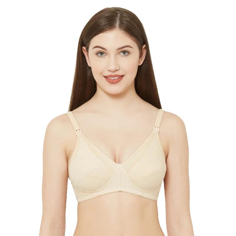 Bra with a mesh panel for added breathability J 522 - Cut & Sew Solid Cotton Feeding Bra Skin Bra with a mesh panel for added breathability J 522 - Cut & Sew Solid Cotton Feeding Bra Skin