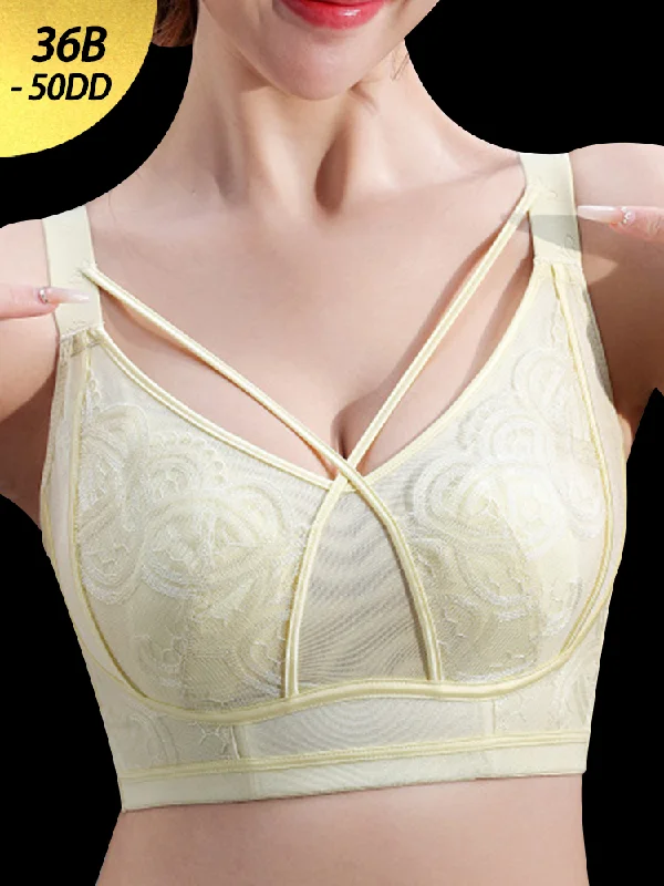 Bra with a floral - print for a feminine and stylish look Summer Thin Wireless Bra with Minimizing Effect Bra with a floral - print for a feminine and stylish look Summer Thin Wireless Bra with Minimizing Effect