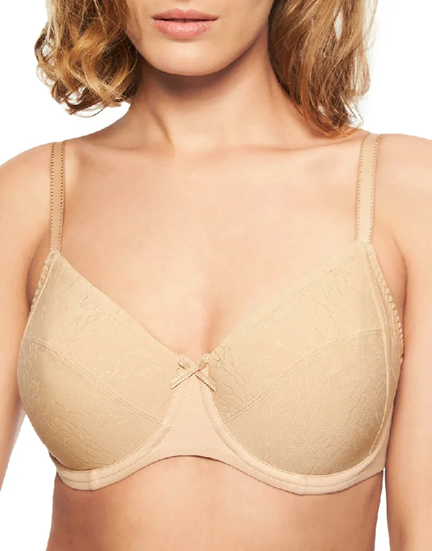 Bra with padded straps to reduce shoulder strain​ Chantelle Velvet Touch Full Coveral Underwire Unlined Bra Nude 2755