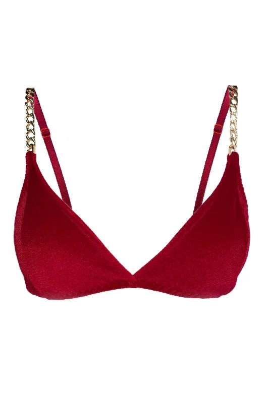 Sleep bras for a gentle and supportive fit during rest Velvetta berry soft bra with chains Sleep bras for a gentle and supportive fit during rest Velvetta berry soft bra with chains