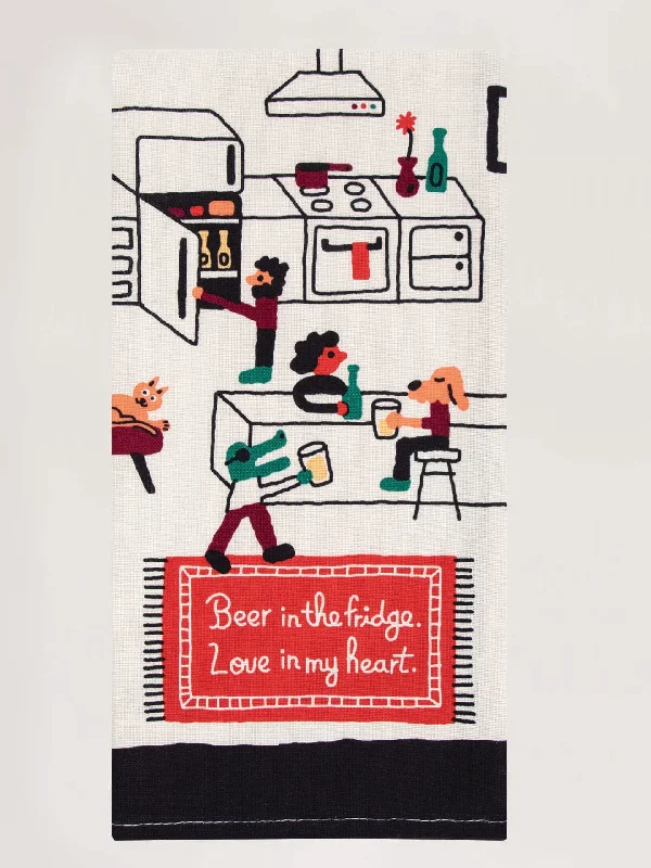 Beer In The Fridge. Love In My Heart Dish Towel