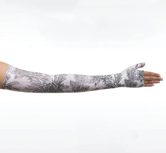 Women's anti - odor socks for long - day freshnessJuzo Soft Armsleeve w/ Silicone, Floral Gray