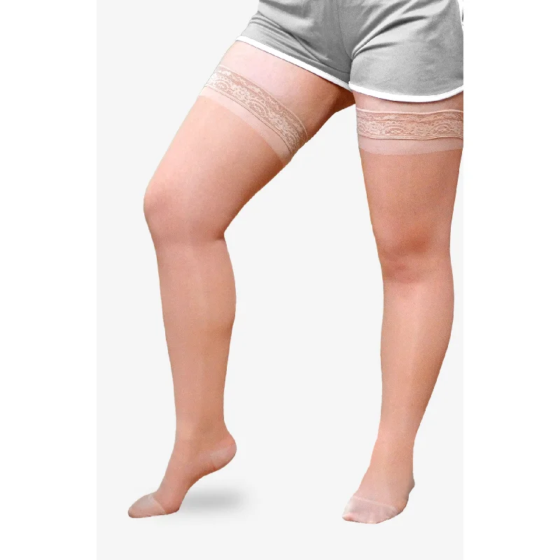 Women's adjustable - fit socks for a customized feelL&R ExoSheer™ Thigh High 8-15 mmHg w/ Silicone Top Band