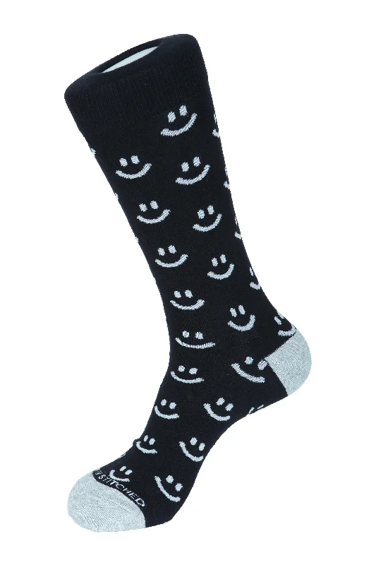 Women's cushioned sole socks for shock absorptionSmiley Face Crew Sock