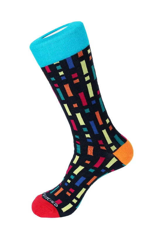 Women's spandex - infused socks for stretchFalling Blocks Crew Sock