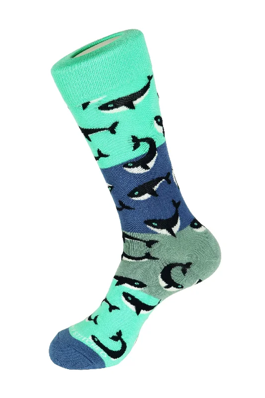 Women's leather - look socks for an edgy styleWhales Crew Sock
