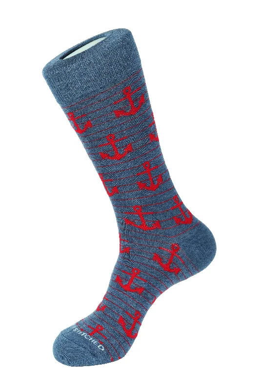 Women's silk - lined socks for a luxurious feelAnchor Stripe Crew Sock