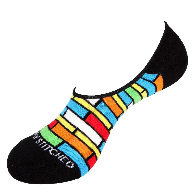 Women's over - the - calf socks with a stripe designBrick Stripe-No Shows