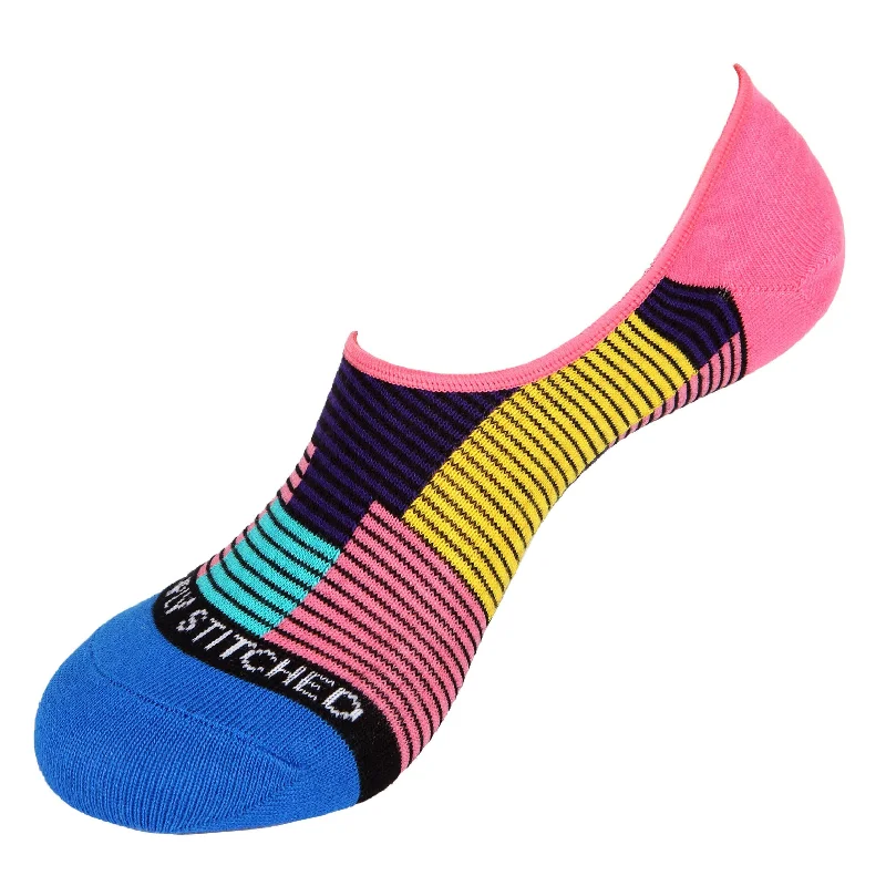 Women's arch - support socks for better comfortMini Stripe Blocks-No Shows