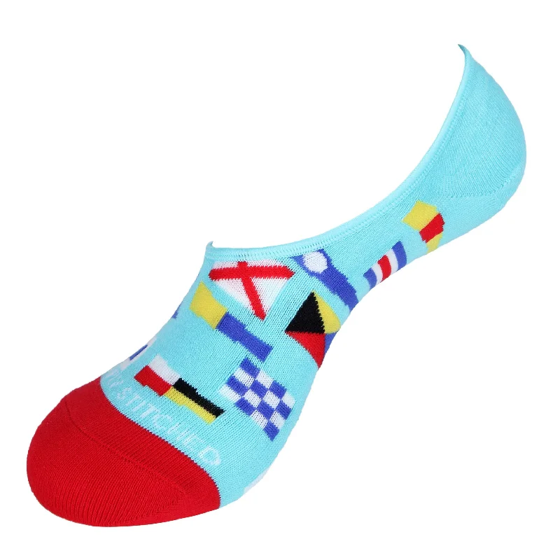 Women's knee - high socks with lace trimNautical Flags-No Shows