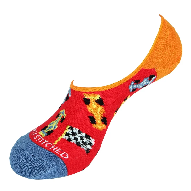 Women's argyle - patterned thigh - high socksRace Cars-No Shows
