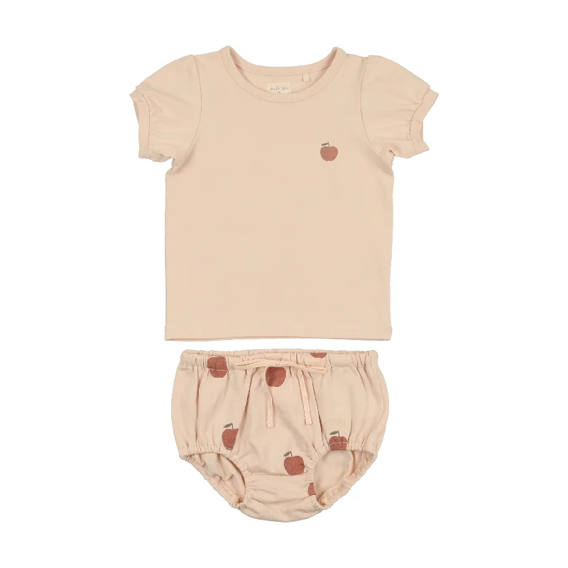 Analogie Apple Girls Puff Sleeve Set - Pink