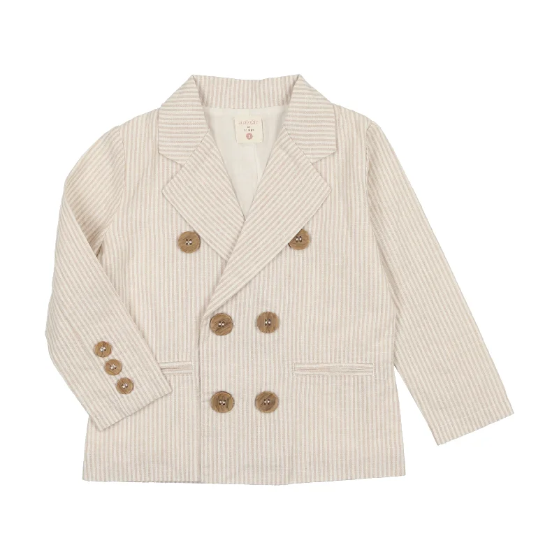 Analogie Linen Blazer - Oat Stripe